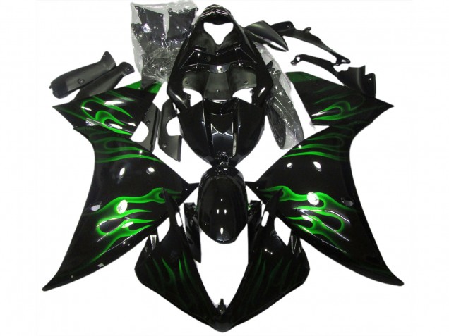 Schwarz & Grün Flamme 2009-2011 Yamaha R1 Motorrad Verkleidung Schwarz & Grün Flamme 2009-2011 Yamaha R1 Motorrad Verkleidung