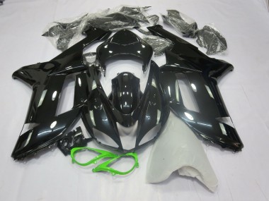 Schwarz-Grün Glänzend 2007-2008 Kawasaki ZX6R Motorrad Verkleidung