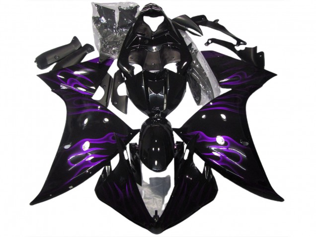 Schwarz & Lila Flamme 2009-2011 Yamaha R1 Motorrad Verkleidung Schwarz & Lila Flamme 2009-2011 Yamaha R1 Motorrad Verkleidung