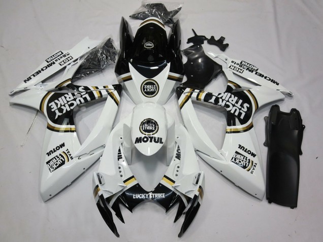 Schwarz Weiß Lucky Strike 2006-2007 Suzuki GSXR 600-750 Motorrad Verkleidung Schwarz Weiß Lucky Strike 2006-2007 Suzuki GSXR 600-750 Motorrad Verkleidung