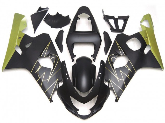 Schwarz Matt & Gold Corona Benutzerdefiniert 2004-2005 Suzuki GSXR 600-750 Motorrad Verkleidung Schwarz Matt & Gold Corona Benutzerdefiniert 2004-2005 Suzuki GSXR 600-750 Motorrad Verkleidung