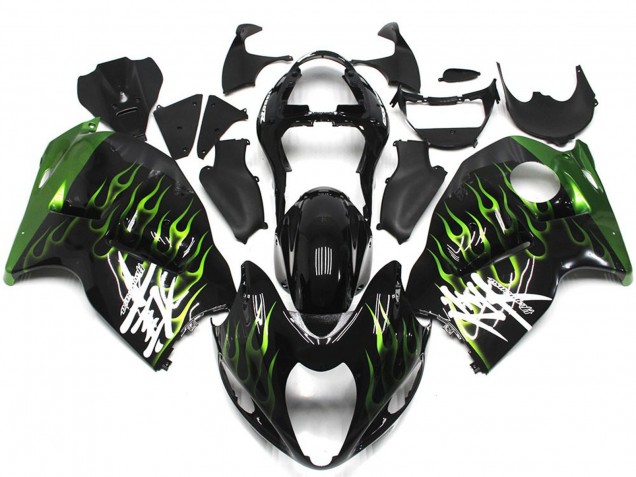 Schwarz Mit Dunkelgrün Flamme 1997-2007 Suzuki GSXR 1300 Motorrad Verkleidung