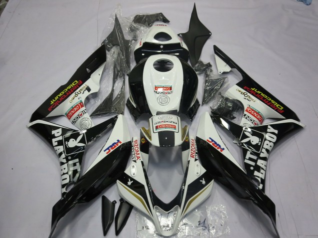 Schwarz & Weiß Playboy 2007-2008 Honda CBR600RR Motorrad Verkleidung Schwarz & Weiß Playboy 2007-2008 Honda CBR600RR Motorrad Verkleidung