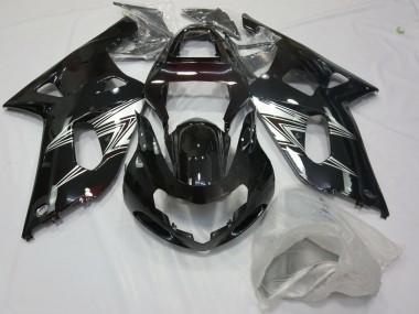 Schwarz Silber Glanz 2001-2003 Suzuki GSXR 600-750 Motorrad Verkleidung