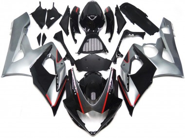 Schwarz & Silber Glänzend Mit Rot 2005-2006 Suzuki GSXR 1000 Motorrad Verkleidung
