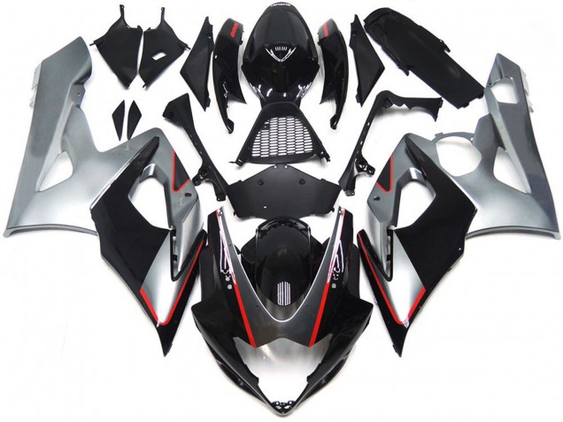 Schwarz & Silber Glänzend Mit Rot 2005-2006 Suzuki GSXR 1000 Motorrad Verkleidung Schwarz & Silber Glänzend Mit Rot 2005-2006 Suzuki GSXR 1000 Motorrad Verkleidung