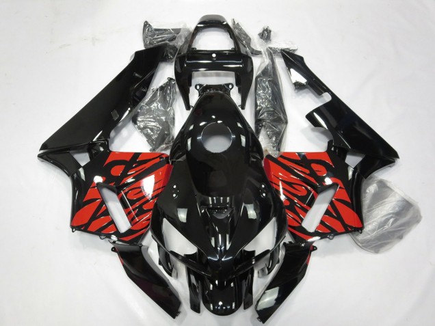 Schwarz & Tribal-Rot 2005-2006 Honda CBR600RR Motorrad Verkleidung Schwarz & Tribal-Rot 2005-2006 Honda CBR600RR Motorrad Verkleidung