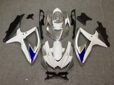 Silber Weiß Blau 2008-2010 Suzuki GSXR 600-750 Motorrad Verkleidung