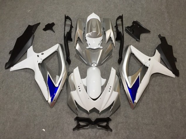Silber Weiß Blau 2008-2010 Suzuki GSXR 600-750 Motorrad Verkleidung Silber Weiß Blau 2008-2010 Suzuki GSXR 600-750 Motorrad Verkleidung