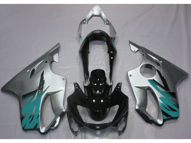Silber Glänzend & Blaugrün 1999-2000 Honda CBR600 F4 Motorrad Verkleidung Silber Glänzend & Blaugrün 1999-2000 Honda CBR600 F4 Motorrad Verkleidung