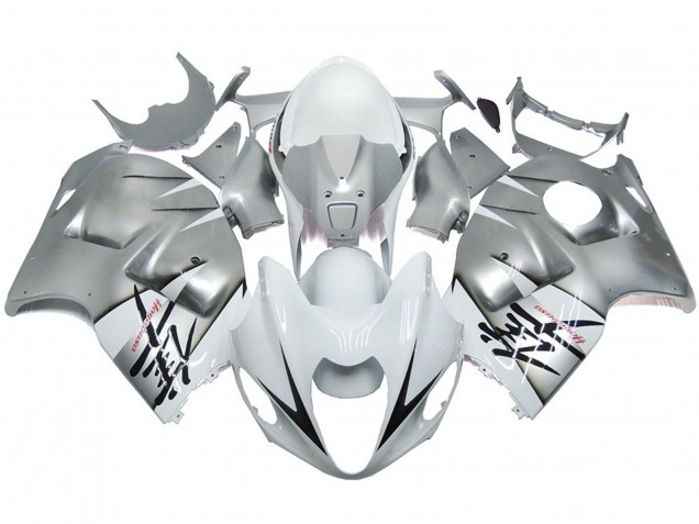 Silber & Glänzend Weiß OEM Stil 1997-2007 Suzuki GSXR 1300 Motorrad Verkleidung Silber & Glänzend Weiß OEM Stil 1997-2007 Suzuki GSXR 1300 Motorrad Verkleidung
