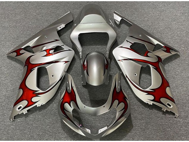 Silber Glänzend & Rot 2001-2003 Suzuki GSXR 600-750 Motorrad Verkleidung Silber Glänzend & Rot 2001-2003 Suzuki GSXR 600-750 Motorrad Verkleidung