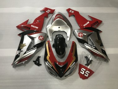 Silber Glänzend & Rot 2006-2007 Kawasaki ZX10R Motorrad Verkleidung