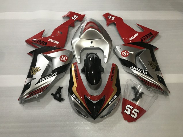Silber Glänzend & Rot 2006-2007 Kawasaki ZX10R Motorrad Verkleidung Silber Glänzend & Rot 2006-2007 Kawasaki ZX10R Motorrad Verkleidung