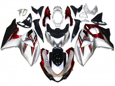 Silber Mit Roten Akzenten 2009-2016 Suzuki GSXR 1000 Motorrad Verkleidung