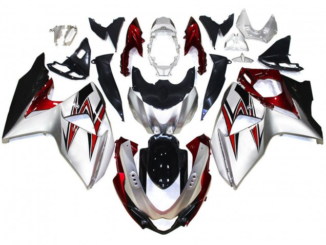 Silber Mit Roten Akzenten 2009-2016 Suzuki GSXR 1000 Motorrad Verkleidung Silber Mit Roten Akzenten 2009-2016 Suzuki GSXR 1000 Motorrad Verkleidung