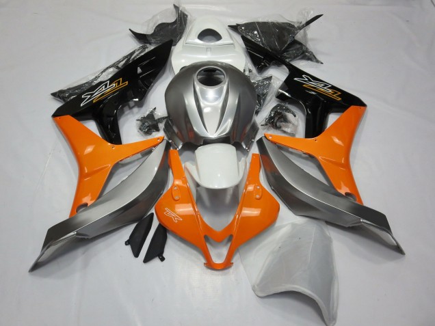 Silber Weiß & Orange 2007-2008 Honda CBR600RR Motorrad Verkleidung Silber Weiß & Orange 2007-2008 Honda CBR600RR Motorrad Verkleidung