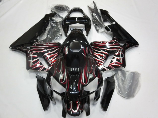 Silber & Rot Flamme 2005-2006 Honda CBR600RR Motorrad Verkleidung Silber & Rot Flamme 2005-2006 Honda CBR600RR Motorrad Verkleidung