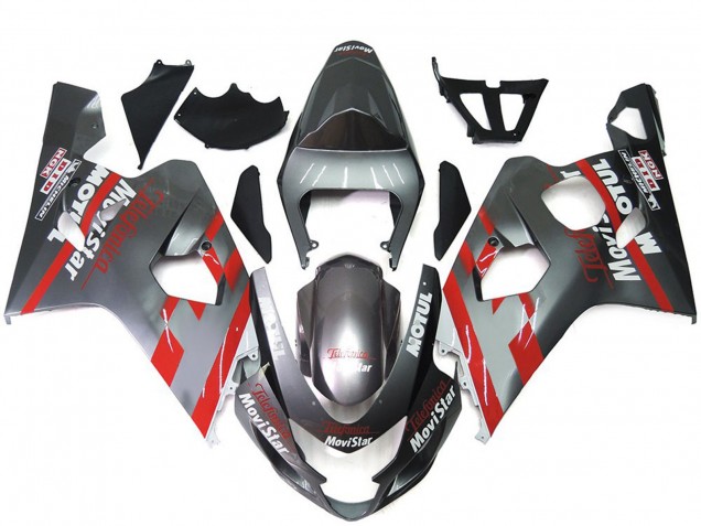 Silber & Rot Movistar 2004-2005 Suzuki GSXR 600-750 Motorrad Verkleidung Silber & Rot Movistar 2004-2005 Suzuki GSXR 600-750 Motorrad Verkleidung