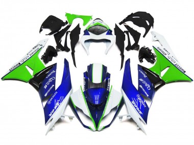 Tiefes Blau Grün & Weiß 2009-2012 Kawasaki ZX6R Motorrad Verkleidung