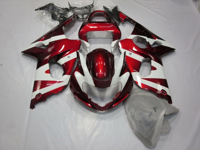 Tiefrot & Weiß 2000-2002 Suzuki GSXR 1000 Motorrad Verkleidung Tiefrot & Weiß 2000-2002 Suzuki GSXR 1000 Motorrad Verkleidung