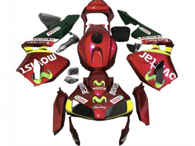 Tiefrot Movistar 2003-2004 Honda CBR600RR Motorrad Verkleidung