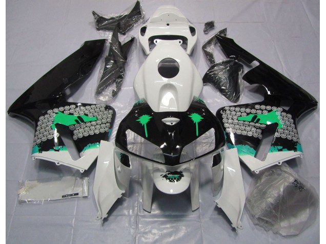 Türkisspritzer Auf Glänzendem Schwarz 2005-2006 Honda CBR600RR Motorrad Verkleidung Türkisspritzer Auf Glänzendem Schwarz 2005-2006 Honda CBR600RR Motorrad Verkleidung
